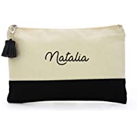 Los mejores  - Neceser Bolsa de aseo mujer personalizado con nombre .Color blanco y negro.Modelo&quot-Lie&quot- Regalo-Bodas-San Valentín…